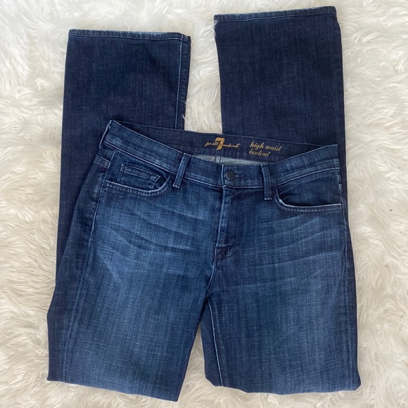 7 FOR ALL MANKIND HIGH WAIST BOOTCUT DARK WASH JEANS - Picture 2 of 9